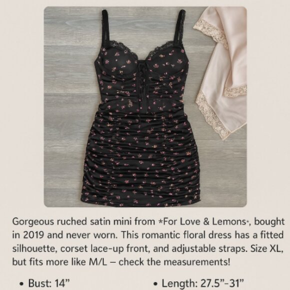 For Love & Lemons Floral Corset Mini Dress (Runs Small) - XL - Picture 12 of 12